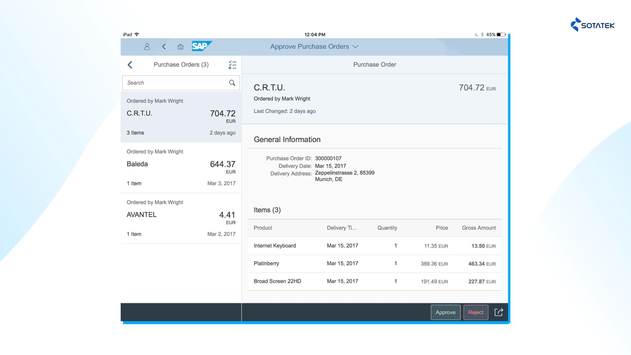 SAP Fiori Approve Purchase Order Offline for Mobile