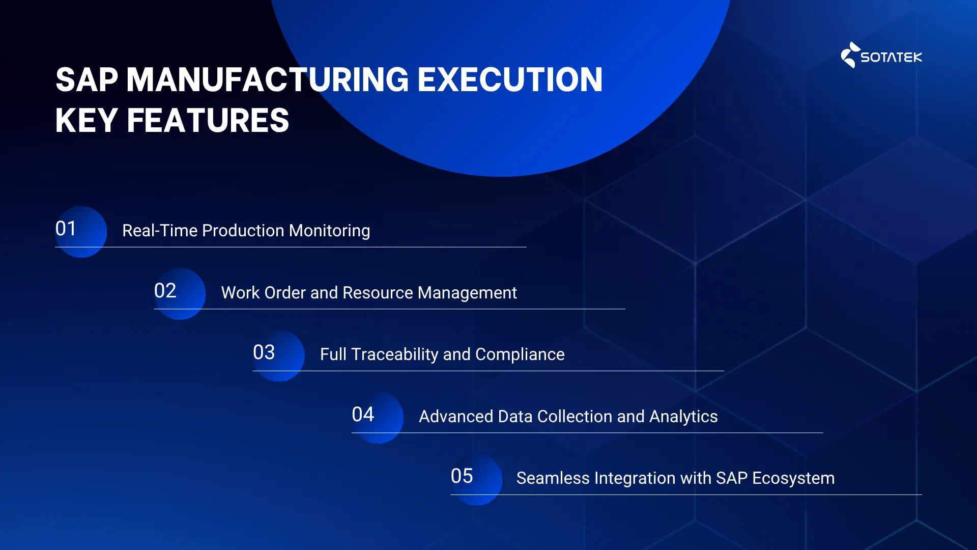 SAP Manufacturing Execution Key Features