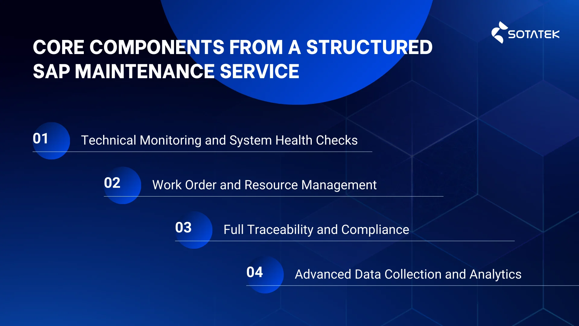 Core components from a structured SAP Maintenance Services