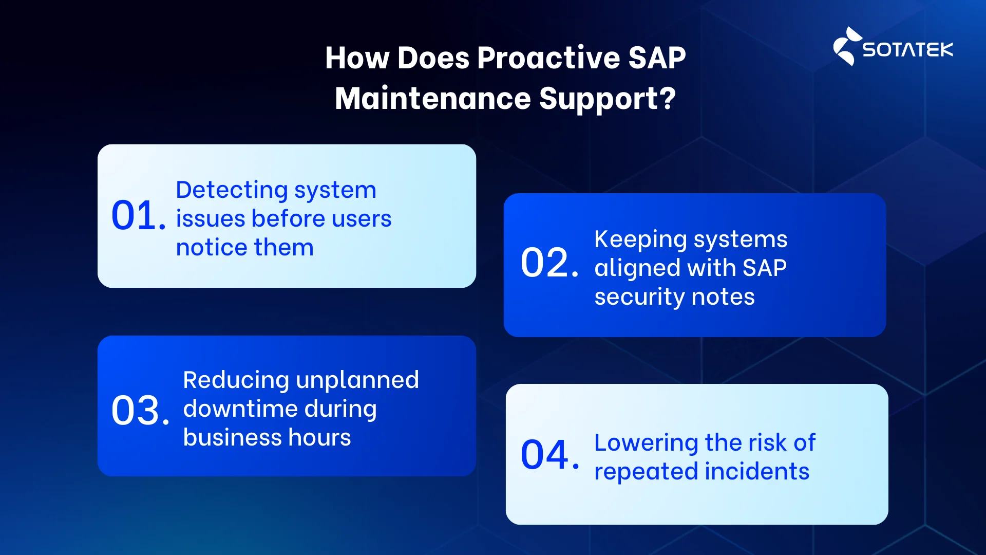 how does proactive sap maintenance services support
